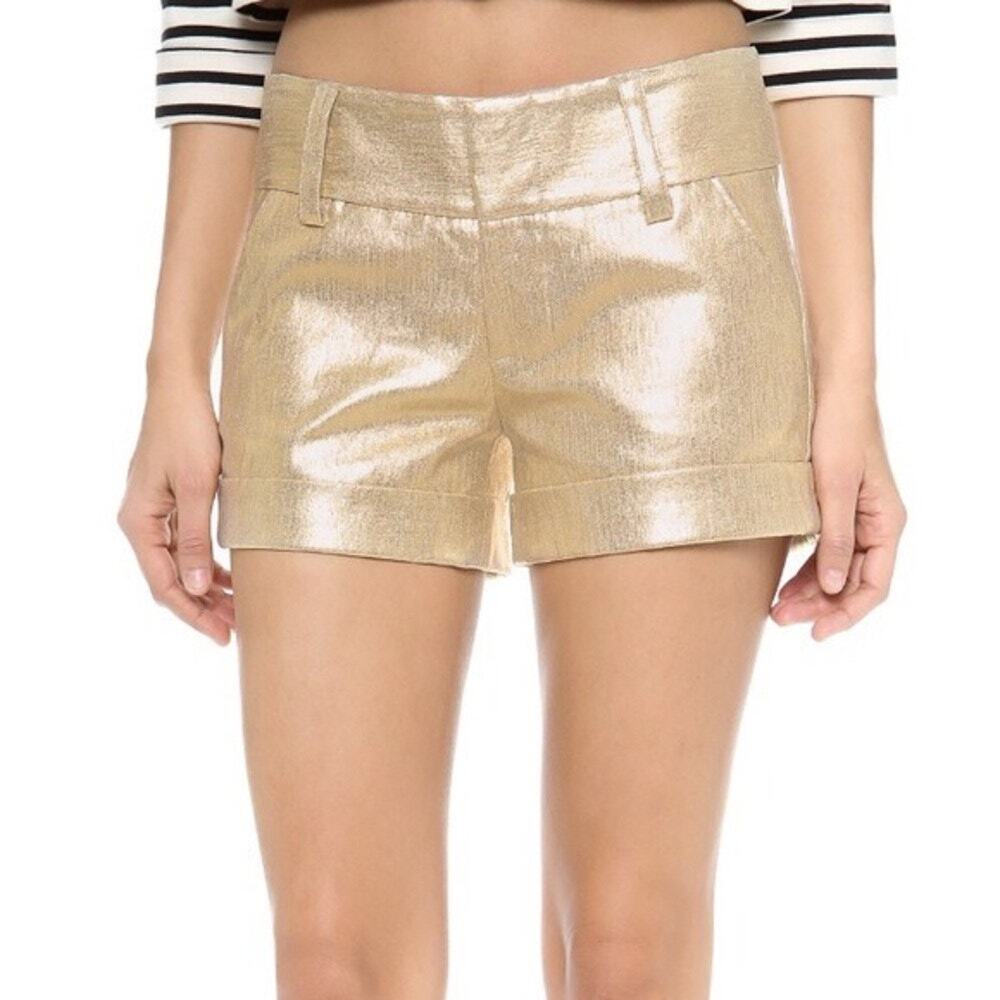 Alice + Olivia gold shorts - please read description about sizing